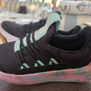 Adidas Girls Sneakers - Black and Teal with Pink & Purple Accents